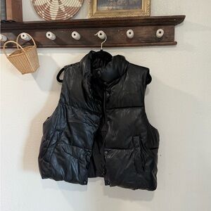 Love Tree Shiny Black Puffer Vest